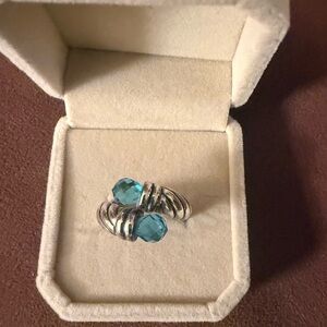 Elegant Sterling Silver and Blue Topaz CZ Ring
